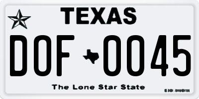 TX license plate DOF0045