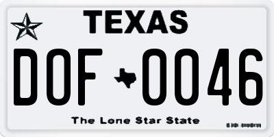 TX license plate DOF0046