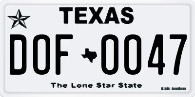 TX license plate DOF0047