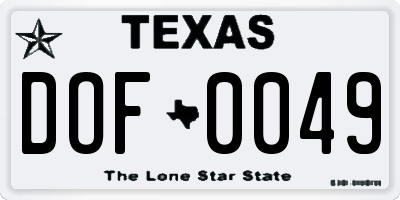 TX license plate DOF0049