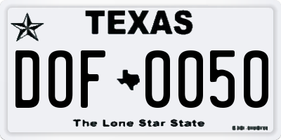 TX license plate DOF0050