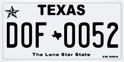TX license plate DOF0052