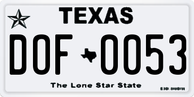 TX license plate DOF0053
