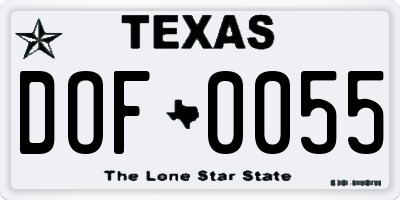 TX license plate DOF0055