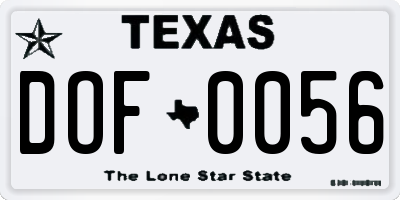 TX license plate DOF0056