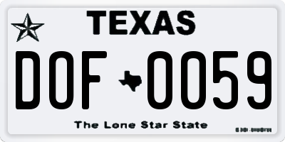 TX license plate DOF0059