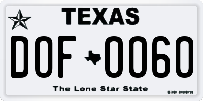 TX license plate DOF0060