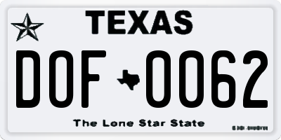 TX license plate DOF0062