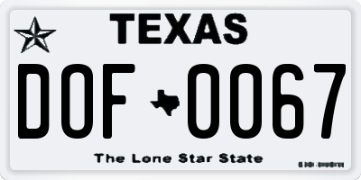 TX license plate DOF0067