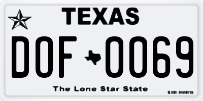 TX license plate DOF0069
