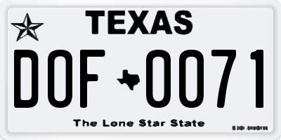 TX license plate DOF0071