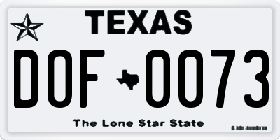 TX license plate DOF0073