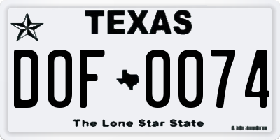 TX license plate DOF0074