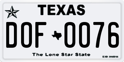 TX license plate DOF0076