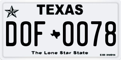 TX license plate DOF0078