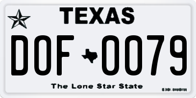 TX license plate DOF0079