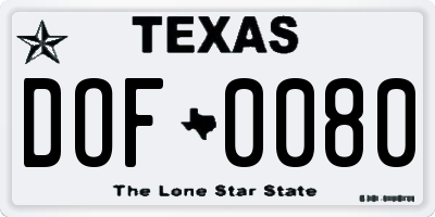 TX license plate DOF0080