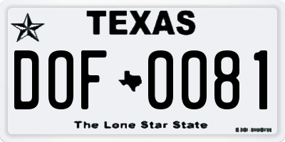TX license plate DOF0081