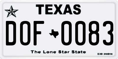 TX license plate DOF0083