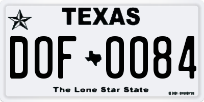 TX license plate DOF0084