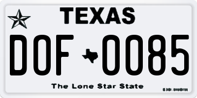 TX license plate DOF0085