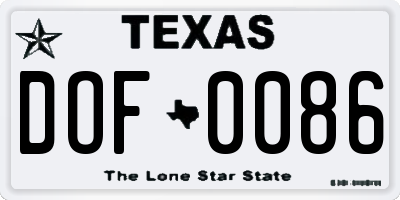 TX license plate DOF0086