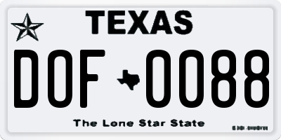 TX license plate DOF0088