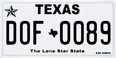 TX license plate DOF0089