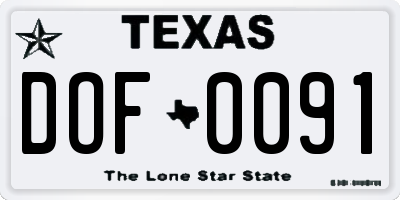 TX license plate DOF0091
