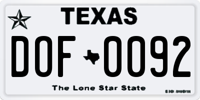 TX license plate DOF0092