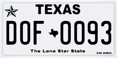 TX license plate DOF0093