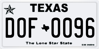 TX license plate DOF0096
