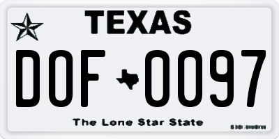 TX license plate DOF0097
