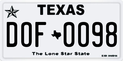 TX license plate DOF0098