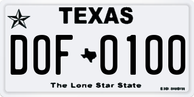 TX license plate DOF0100