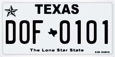 TX license plate DOF0101