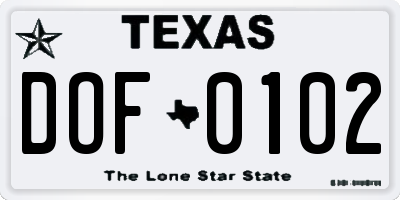 TX license plate DOF0102