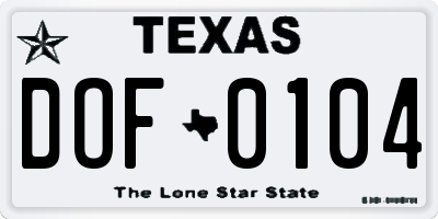 TX license plate DOF0104
