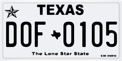 TX license plate DOF0105