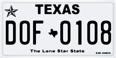 TX license plate DOF0108