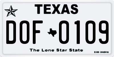 TX license plate DOF0109