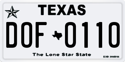 TX license plate DOF0110