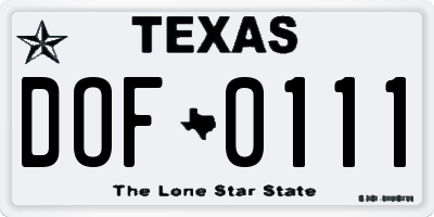 TX license plate DOF0111
