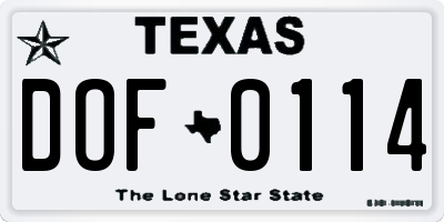 TX license plate DOF0114
