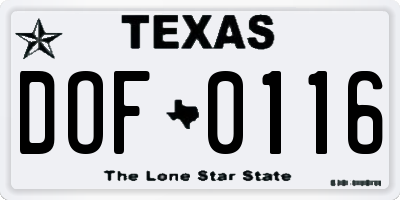 TX license plate DOF0116