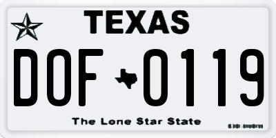 TX license plate DOF0119