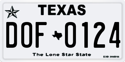 TX license plate DOF0124