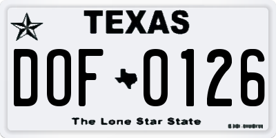 TX license plate DOF0126