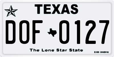 TX license plate DOF0127