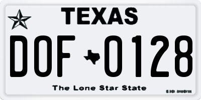 TX license plate DOF0128